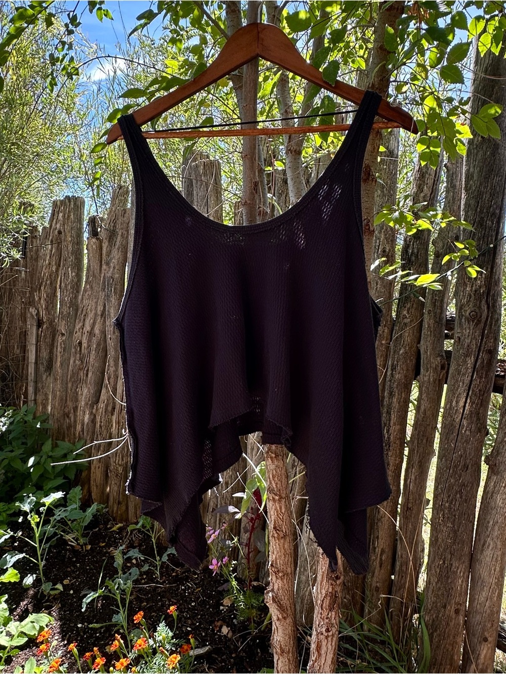 Black Handkerchief Asymmetrical Hem Tank Top
